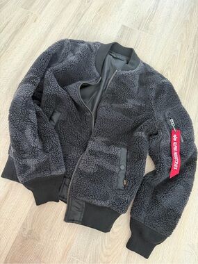 Reversible Alpha Industries Black Sherpa Bomber Jacket